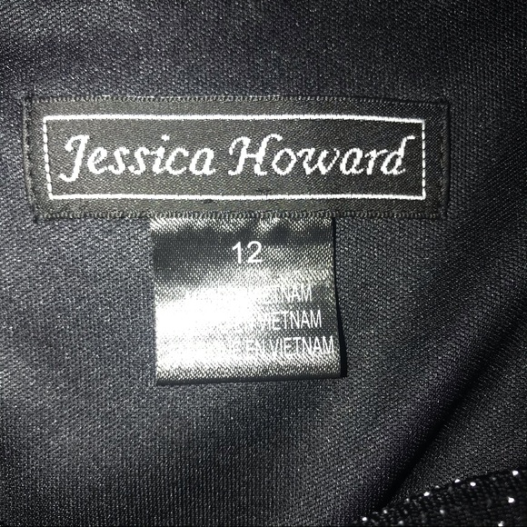 Jessica Howard Metallic black silver dress size 12 dress can fit larger size - Picture 8 of 11